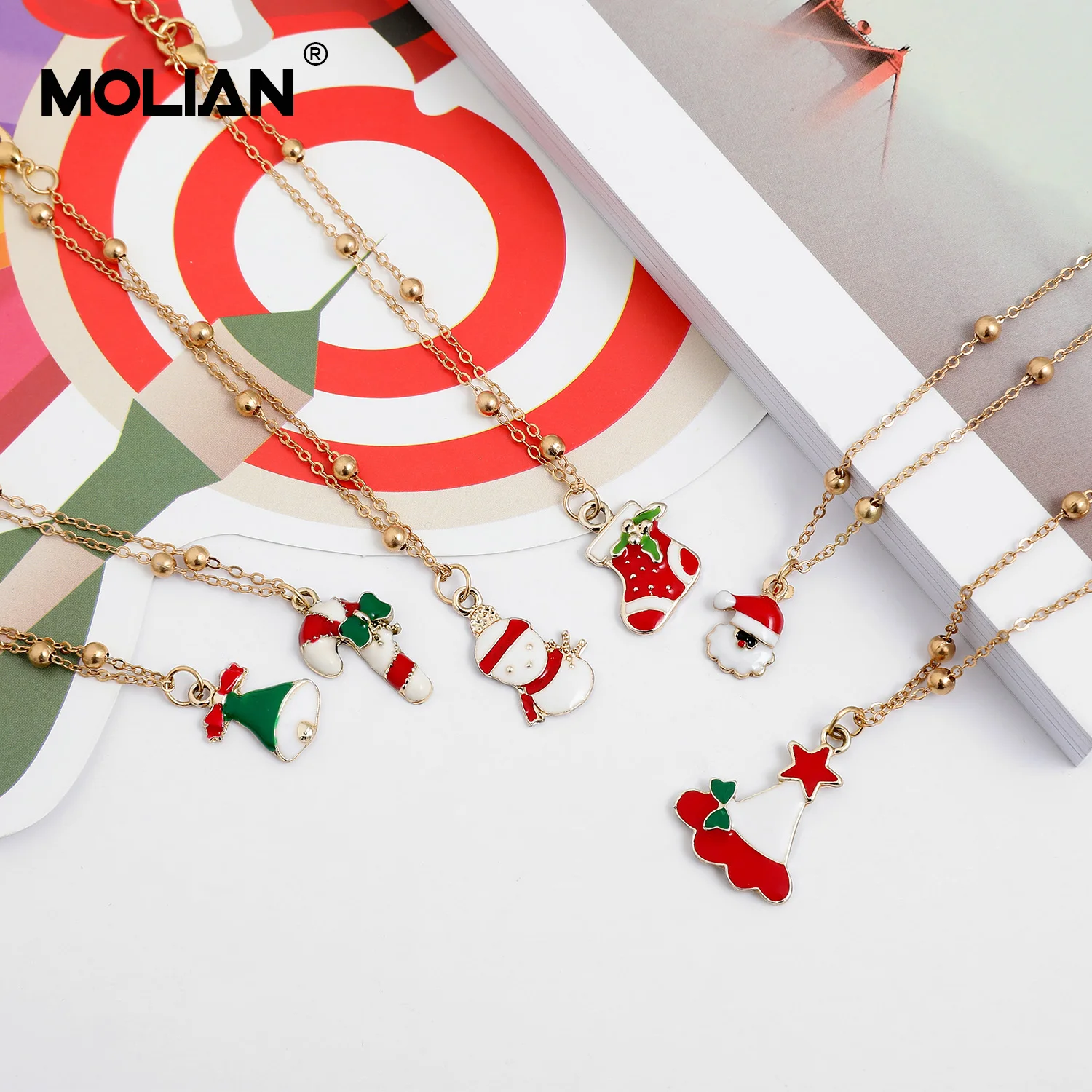 MOLIAN Рождественский браслет Рождественская елка Санта Клаус золотой колокол