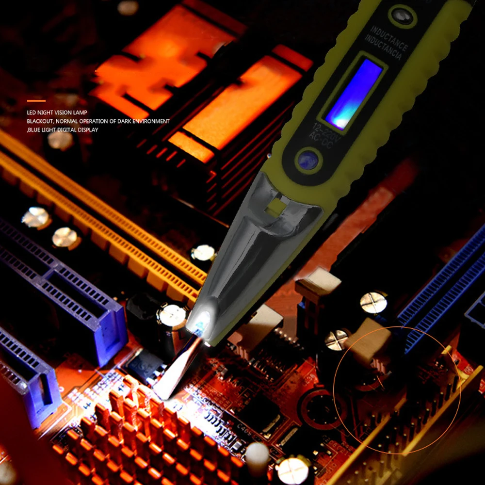 

Voltage Test Pen 12-220V LCD Digital Electrical Multiple Sensor Electric Test Pen with Night Sight Voltage Detector Tester Tool
