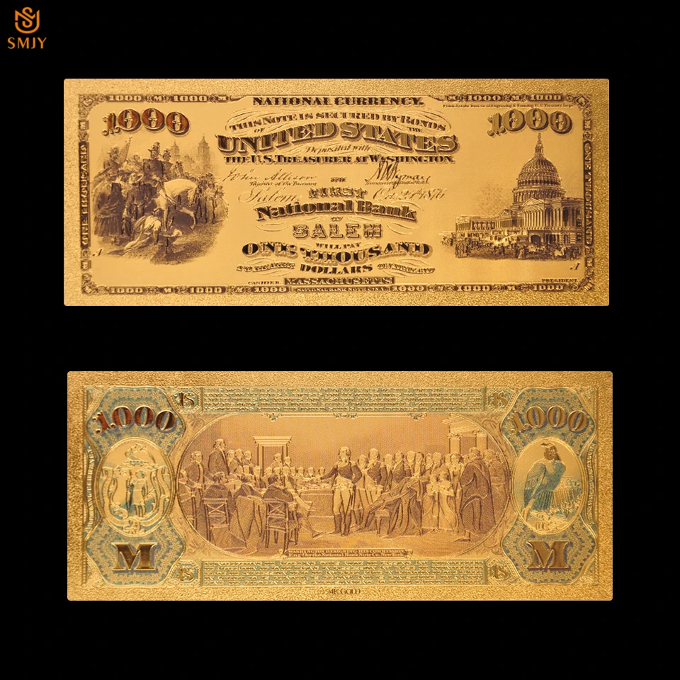 7 шт./лот 1875 доллар США золотая бумага для банкнот 1.5.10.20.50.100.1000 банкноты коллекция