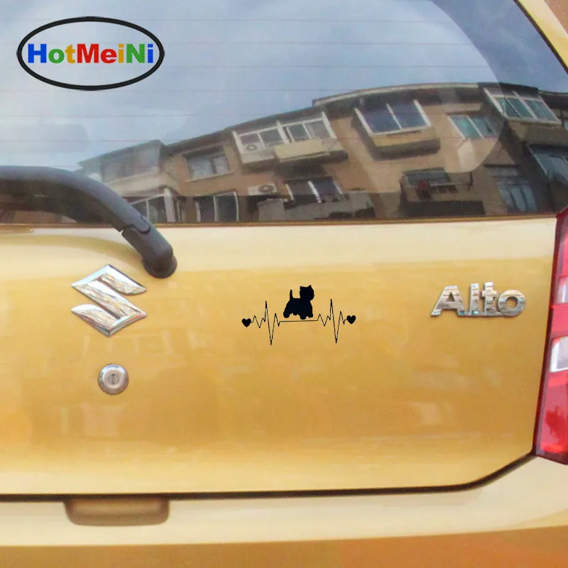 HotMeiNi Westie Dog Heartbeat Lifeline виниловая наклейка стильные автомобильные наклейки