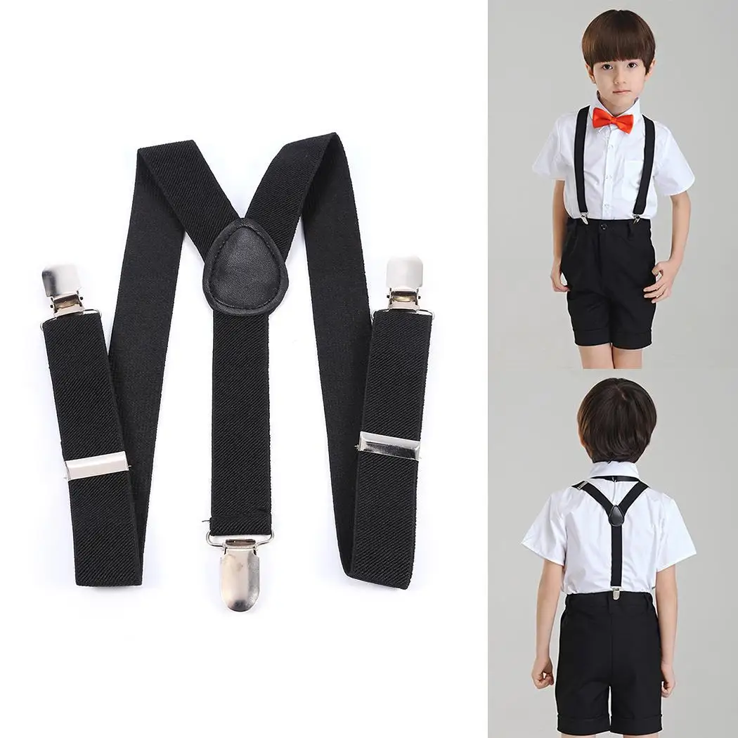 Unisex Children Fashion Y Shape Adjustable Elastic Braces 2.5cm/1inch Suspenders Black | Аксессуары для одежды