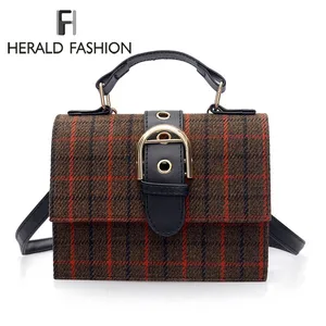 Herald модные женские туфли в клетку, в полоску, с шерстяной ремень на плечо сумка от известного бренда, сумка через плечо для женщин Роскошные новые винтажные сумки через плечо для женщин