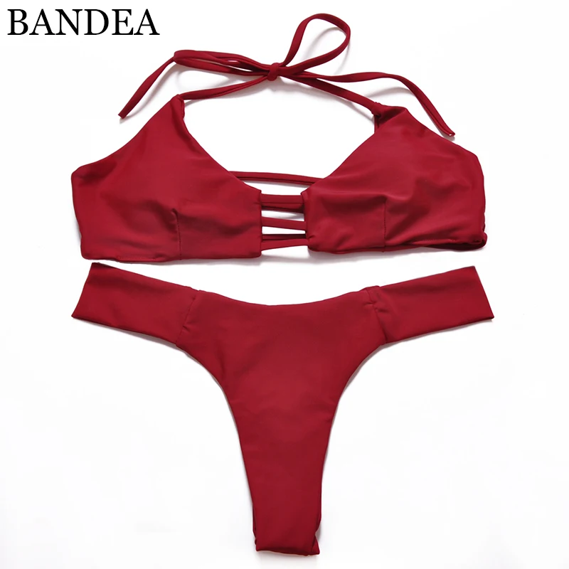 

BANDEA Bikini 2019 Solid Bather Swimwear Female Swimsuit Woman Swimwear Separate Swimsuit Push Up Bikini Thong Swim Suit