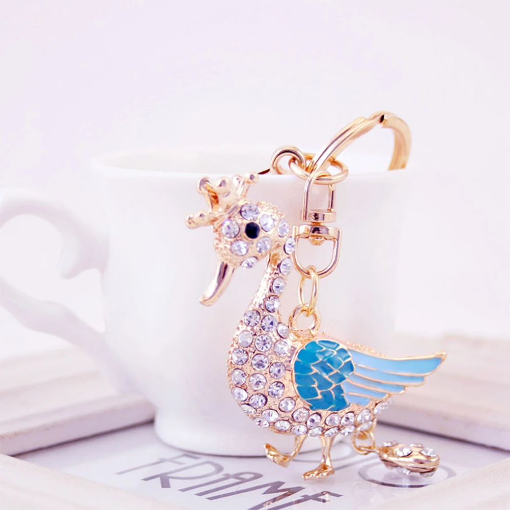 1pcs Duck Rhinestone Keychain Charming Cute Hanging Car Keyring Purse Bag Pendant Decoration Random Color | Автомобили и