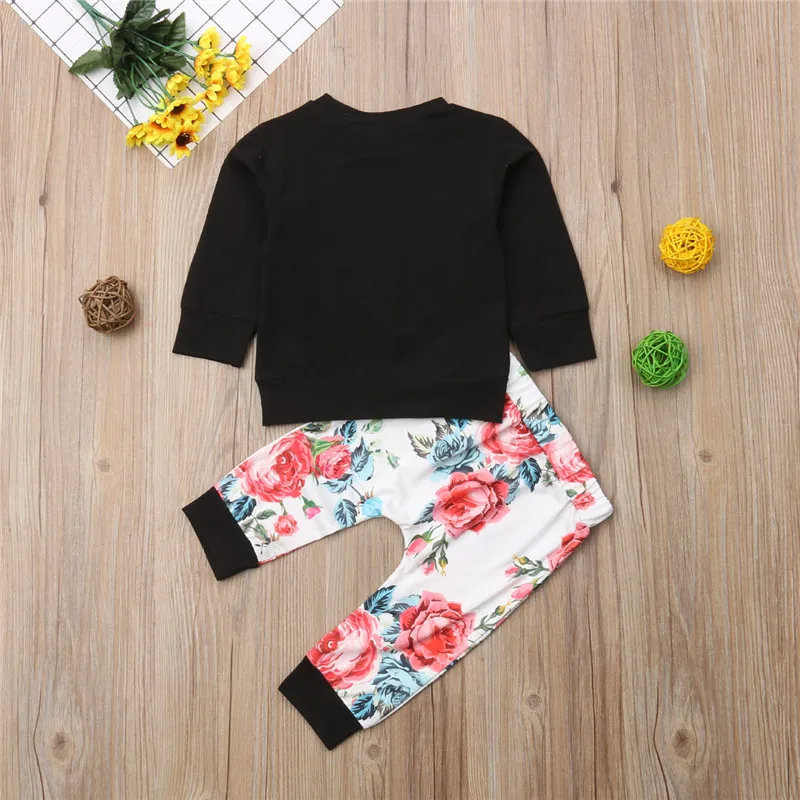 Fashion autumn Baby Girl Clothes set heart print T-shirt Top Pants Outfit Infant girls cotton clothing Sets Tracksuit | Детская одежда