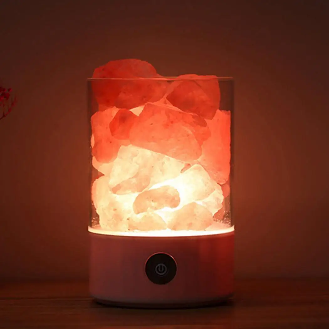 Night White Himalayan Light Salt Lamp 780g Crystal M2 Natural Negative Ion Cylindrical Charging 36V Black USB | Лампы и освещение