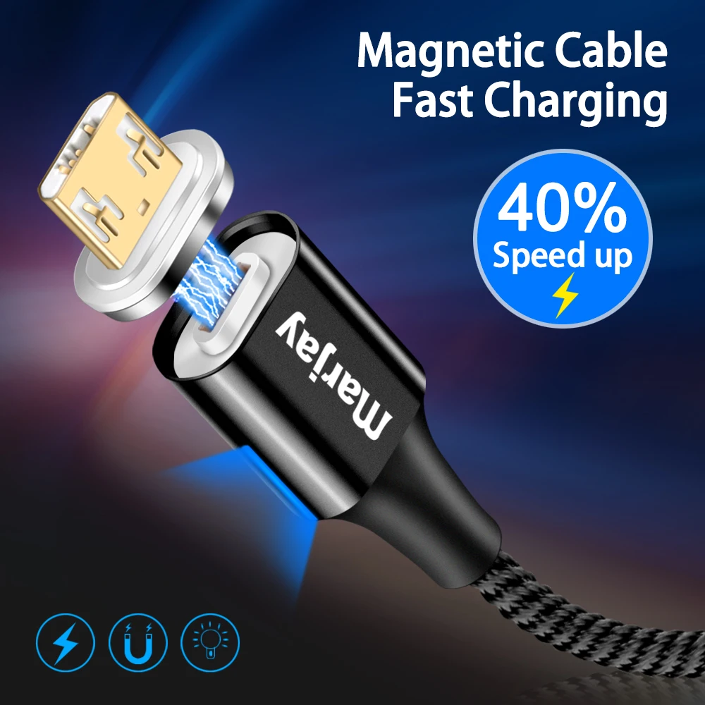 Магнитный кабель Micro USB Marjay Type C 1 м для быстрой зарядки iPhone Samsung Xiaomi кабели