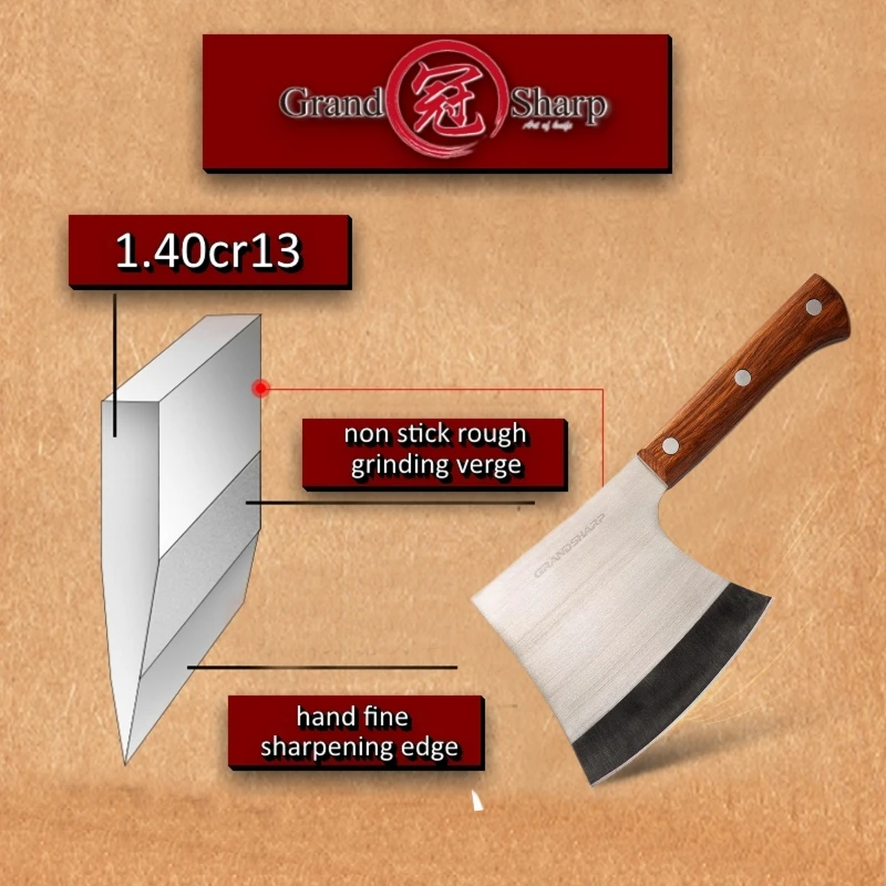 Grandsharp Кливер нож из нержавеющей стали топор китайская кухня шеф повара