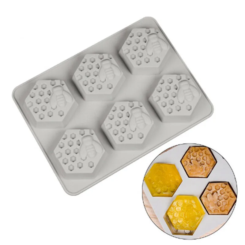 Creative 6 Hole Honey Bee Soap Mold New Silicone DIY Handmade Craft 6L Multifunctional Practical Cake Decoration Mould | Дом и сад