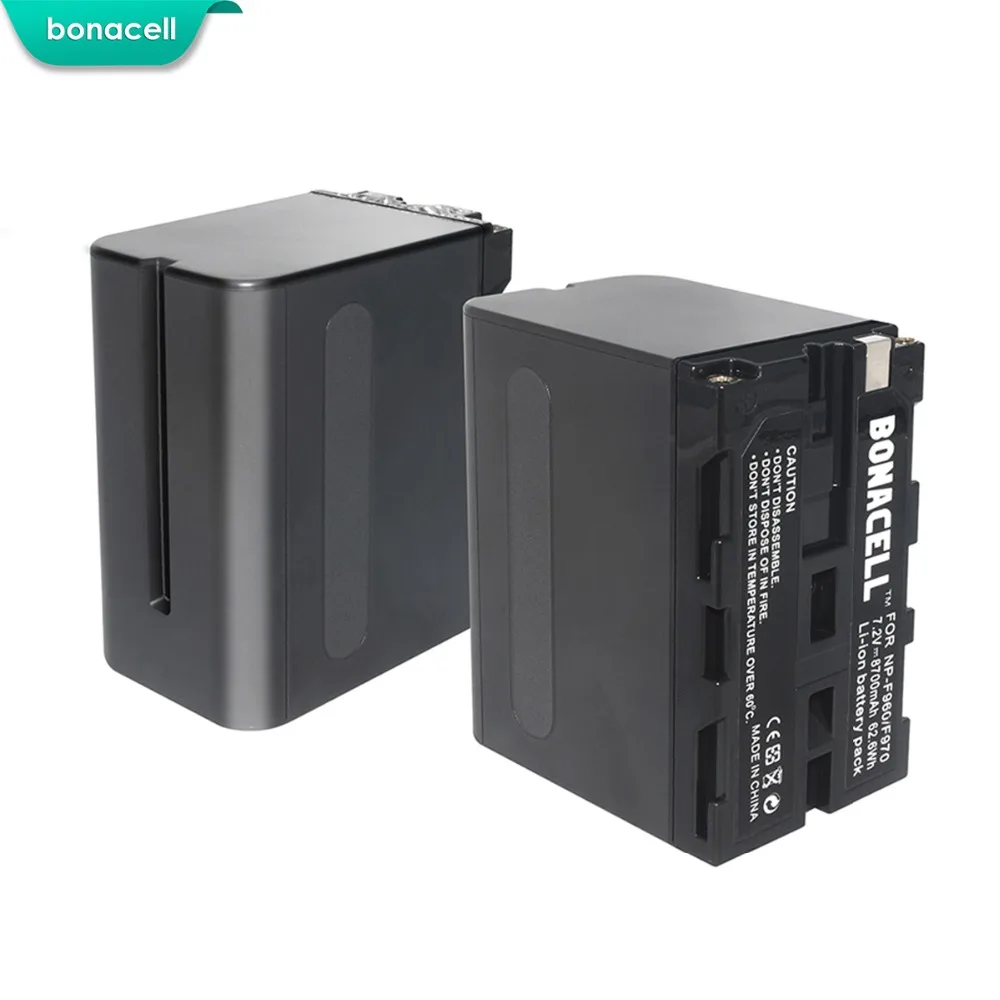 Bonacell 2 шт 8700mAh Замена для Sony NP F960 F970 батарея NEX FS100U FS700U DCR SC100 TR7000|Перезаряжаемые