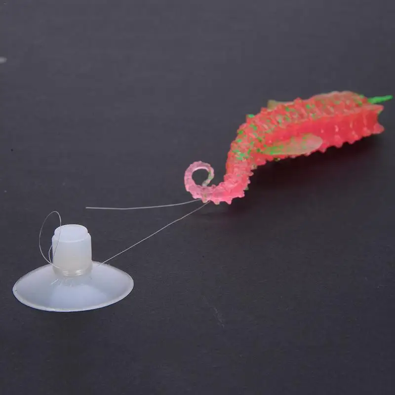 Aquarium Decorations Luminous Seahorse Ornament Glow In Dark Landscaping Silicone Sea Horse Glowing Fish Tank Decoration New | Дом и сад