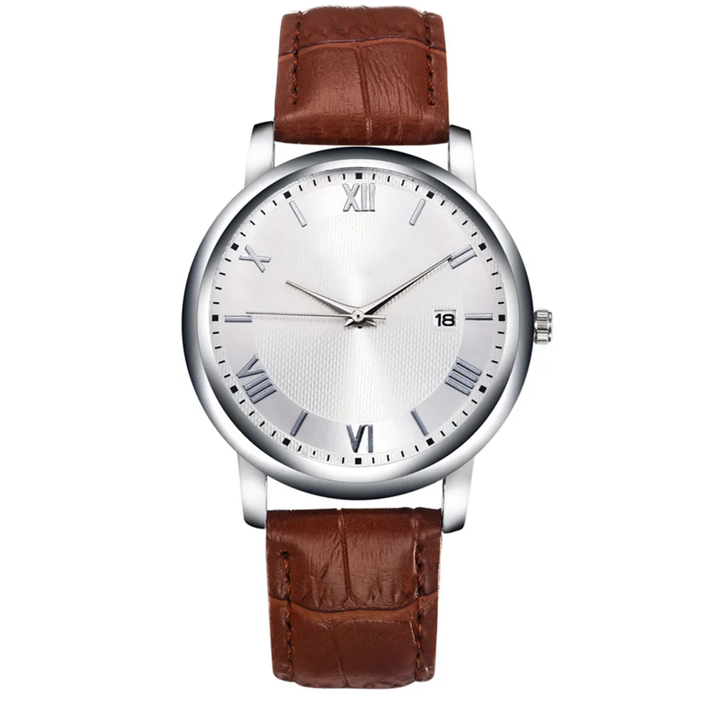 Casual Multifunction Simple Fabala Men Round Ultrathin Business Adjustable Watch Wristwatch Leather Strap Waterproof | Наручные часы