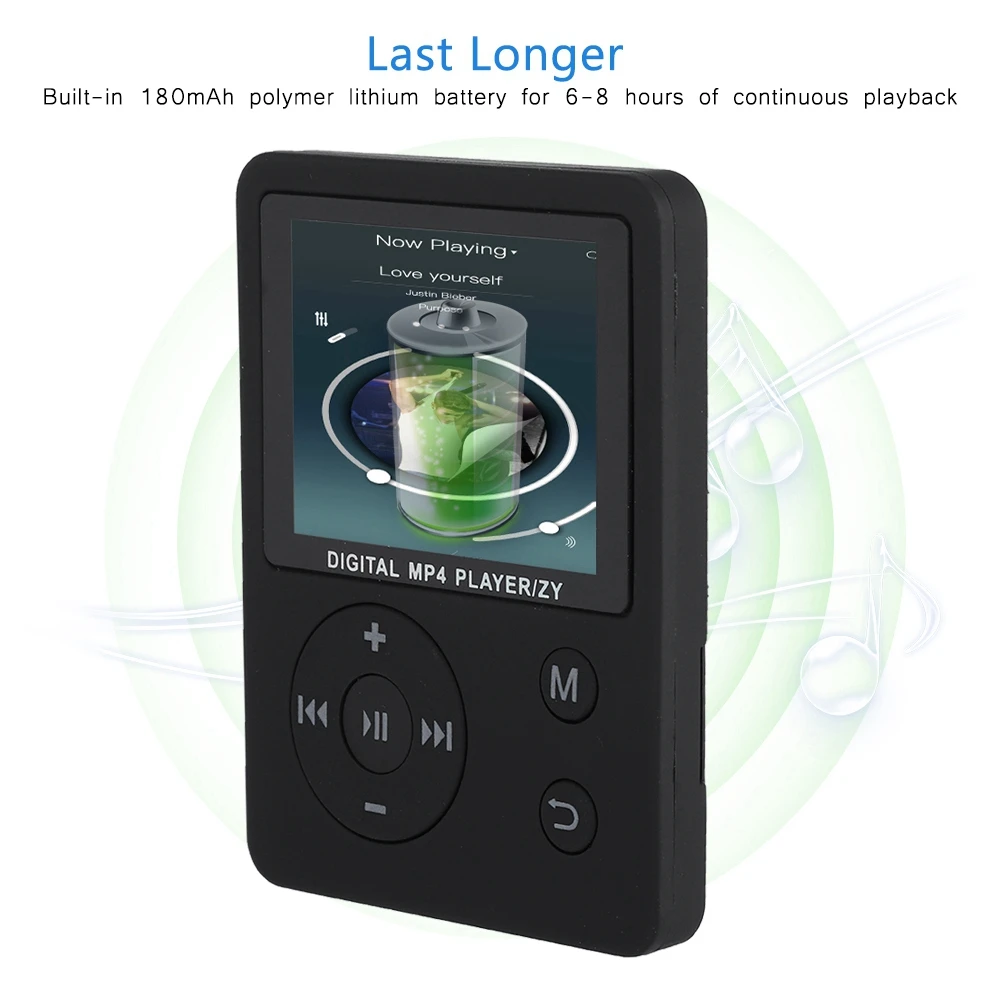 Тонкий легкий портативный цветной экран HiFi плеер MP3 MP4 музыкальный USB2.0 круглая