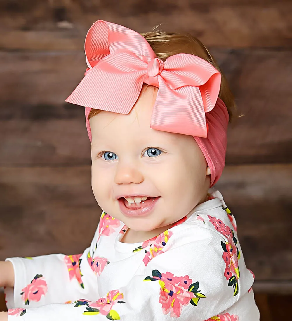 Toddler Baby Girls Headband Kids Bow Hairband Stretch Solid Turban Knot Head Wrap | Детская одежда и обувь