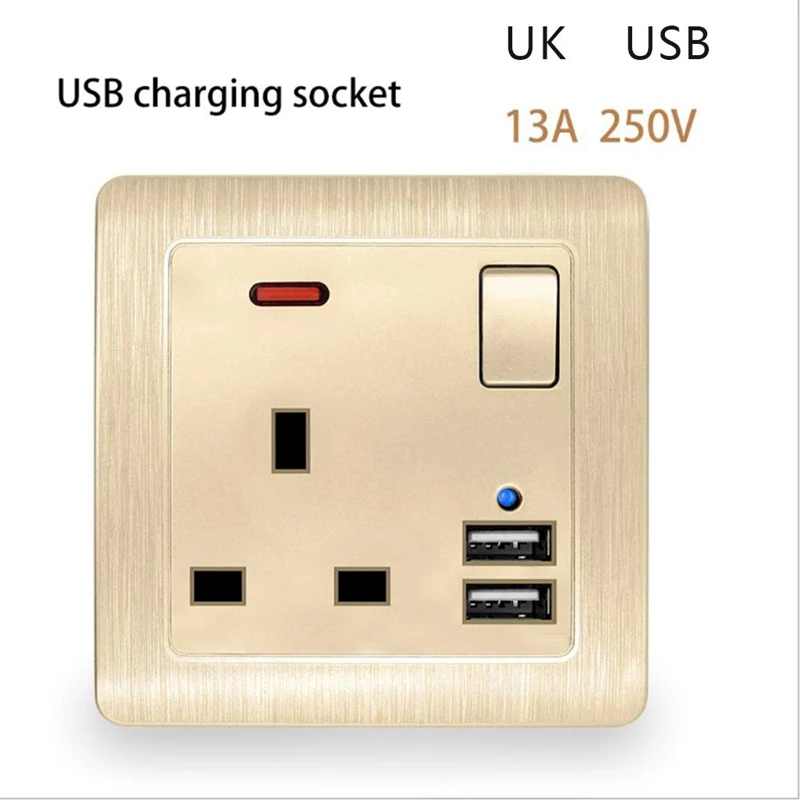 Тип 86 с тремя отверстиями Dual Usb разъем стандарта Великобритании переключением