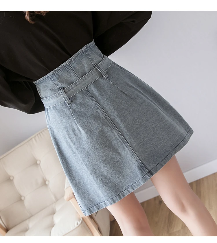 Женская джинсовая юбка из хлопка асимметричная со шнуровкой однотонная