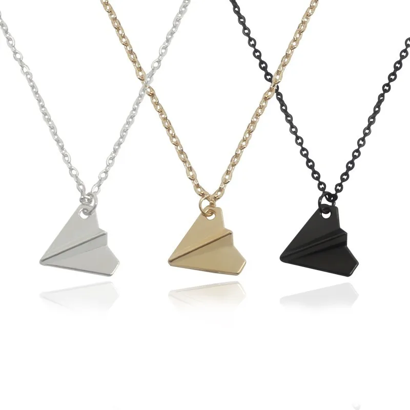 

Minimalist Tiny Paper Airplane Necklace Women Mini Paper Plane Aircraft Pendant Necklaces Link Chain Jewelry Collier Femme
