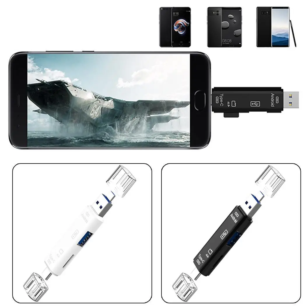 3 в 1 кардридер поддержка USB 2 0 TF Micro usb type C белый черный Android мобильный телефон