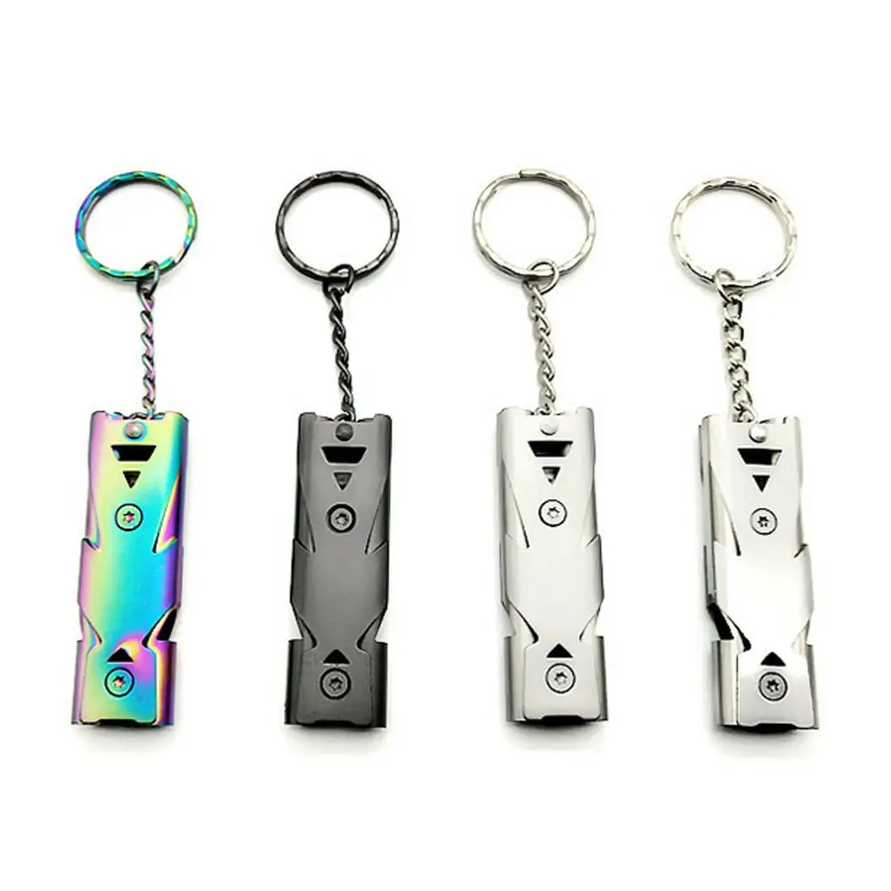 New Portable Stainless Steel Dual-Pipe High Decibels EDC Survival Keychain Whistle | Спорт и развлечения