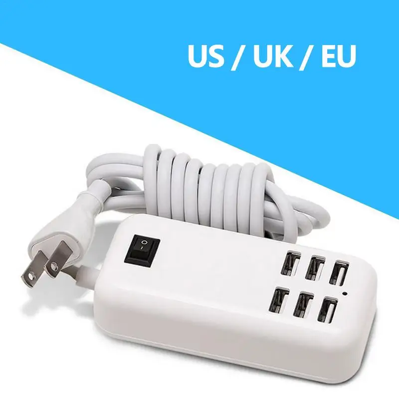 Сетевой фильтр 3A/5V AC Розетка ЕС/Великобритания/США Plug 6 USB универсальное зарядное