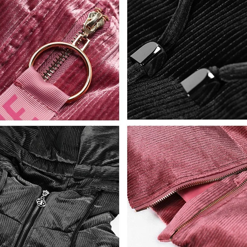 Winter Corduroy Hooded Down Jacket Women 2018 New Long Paragraph Over The Knee Thickening Loose Thin Feather Coat Female HJ90
