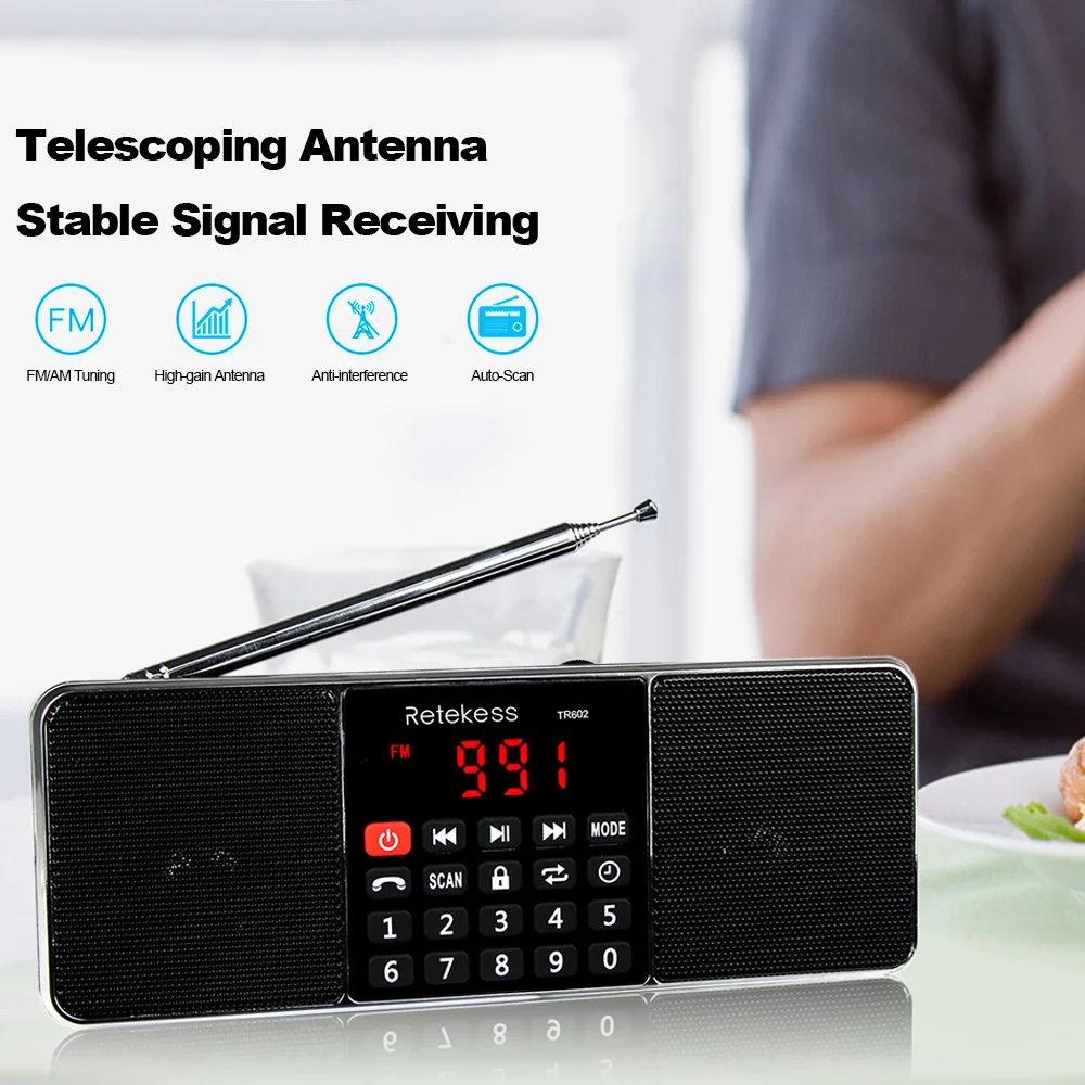 Retekess TR602 FM/AM радио многополосный цифровой радиоприемник Bluetooth Радио колонки MP3 наушники Выход AUX IN TF карта U привод