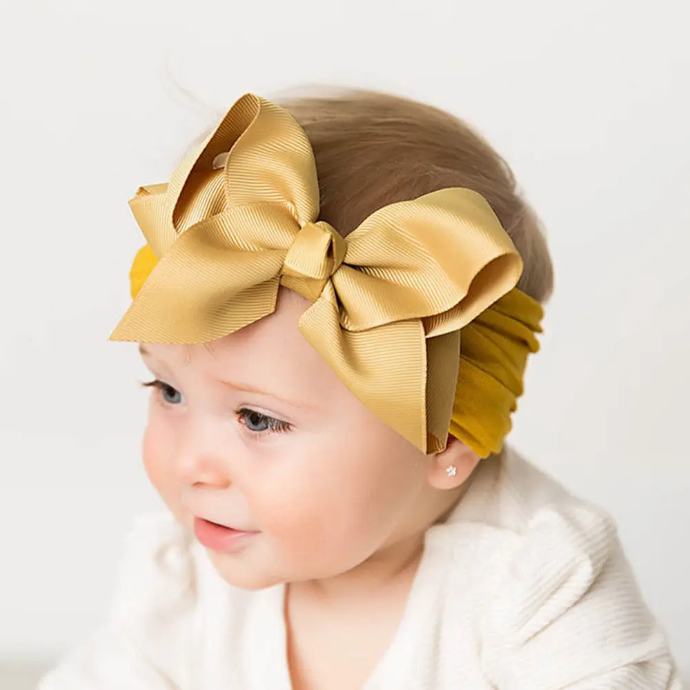 Soft Baby Girls Kids Toddler Bow Hairband Headband Turban Big Knot Head-Wrap | Детская одежда и обувь