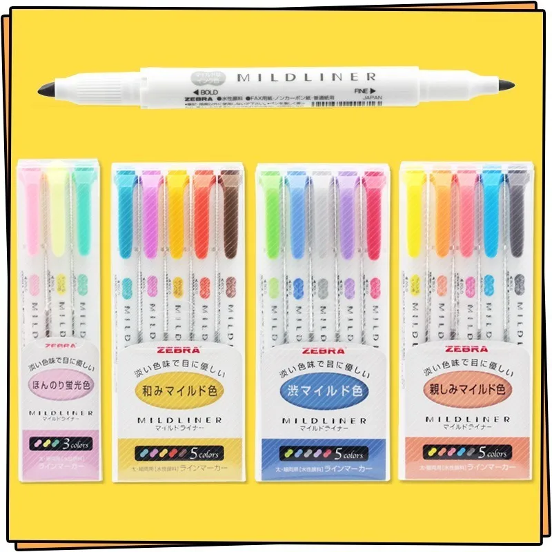 5 шт./компл. Japan ZEBRA Mildliner светильник двухсторонние высосветильник ящиеся ручки