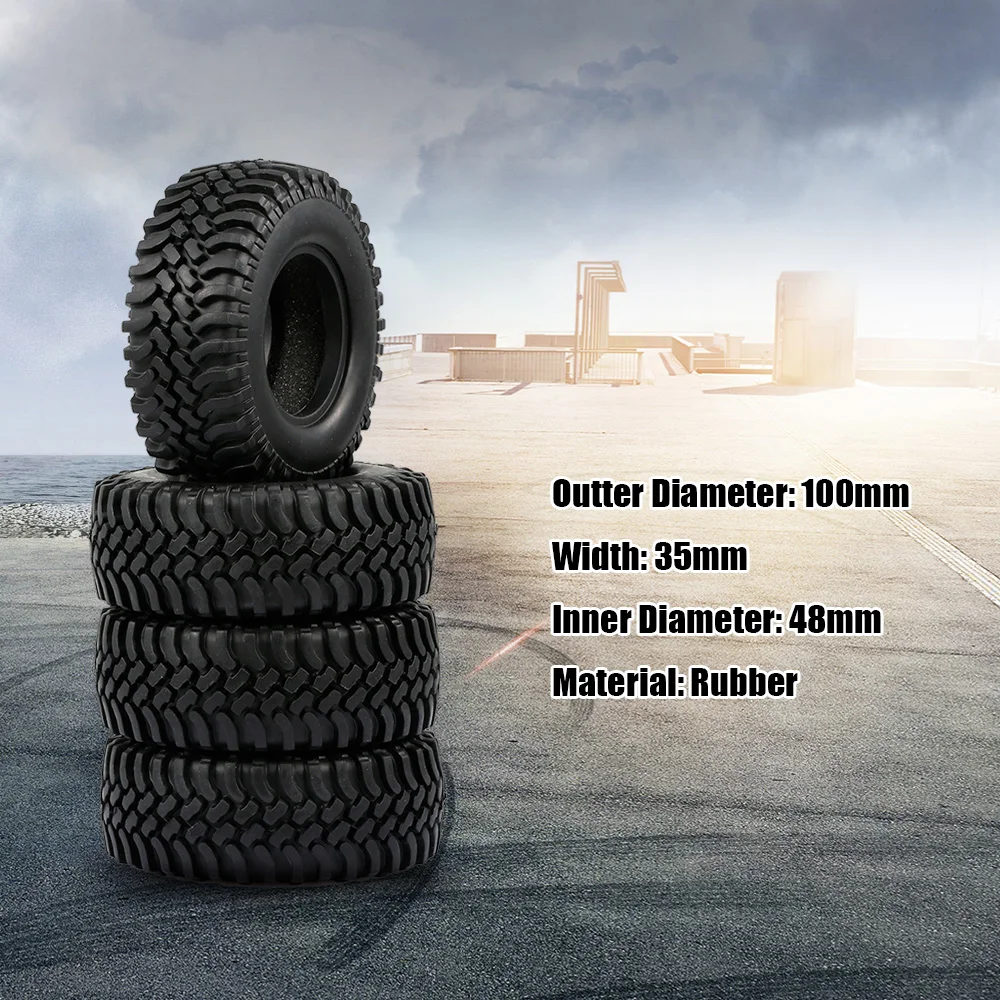 Шина гусеничная Rock Crawler 4 шт. 100 мм для колес 1 9 дюйма Rim1/10 Traxxas HSP Redcat RC4WD Tamiya
