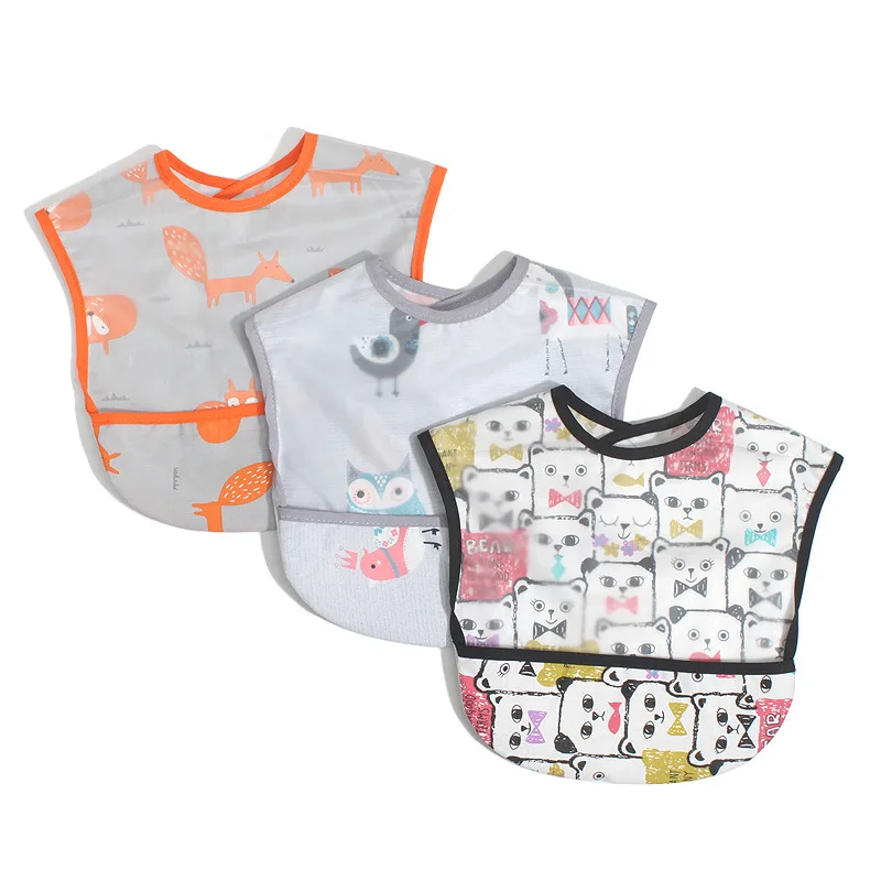 Baby Bibs EVA Waterproof Lunch Bibs Cartoon Fruits Printing Infants Bibs Boys Girls Feeding Burp Cloths Bibs Apron