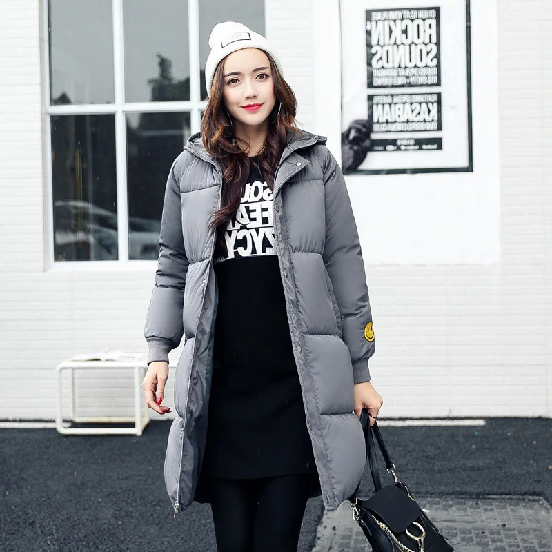 

2019 Winter New Pattern Cotton Suit-dress Korean Even Hat Smiling Face Long Fund Enlarge Code Fashion Keep Warm Loose Coat