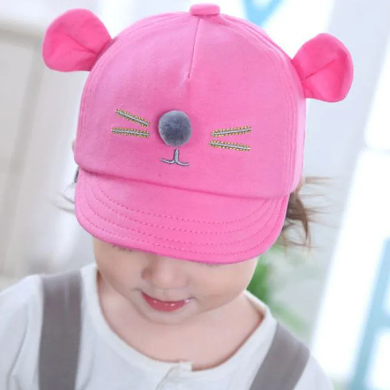 2-5Years Baby Boys Girls Mouse Ear Caps Hat Cute Kids Baseball Cap Beret Sun Newborn Peaked Snapback Casquette | Детская одежда и