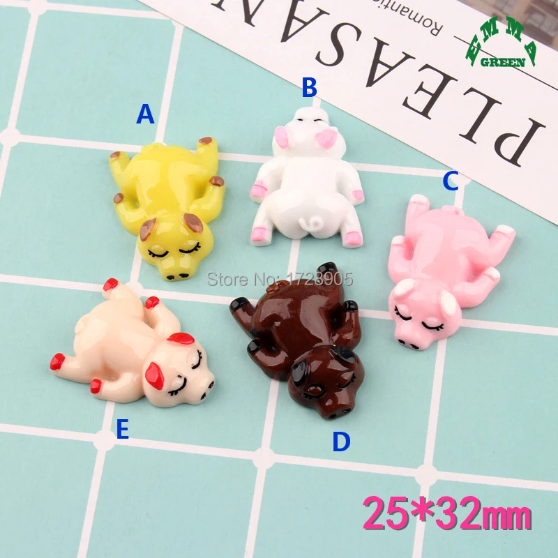 Рождественские поделки Lazy Pig из смолы кабошон с плоским основанием милые