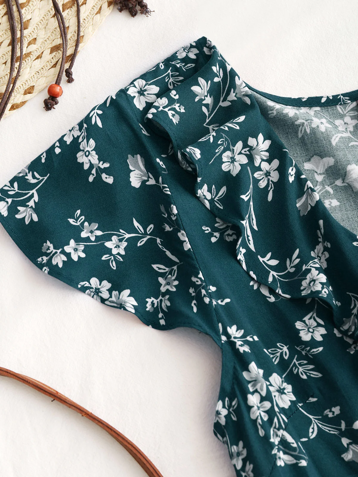 ZAFUL Летнее Платье Женщины Цветочные Рюшами Boho Мода V Шеи Повседневные Пляжные