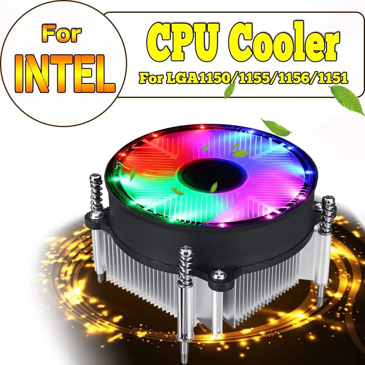 Охлаждающий вентилятор CPU для Intel светодиодный бесшумный 3-контактный радиатор