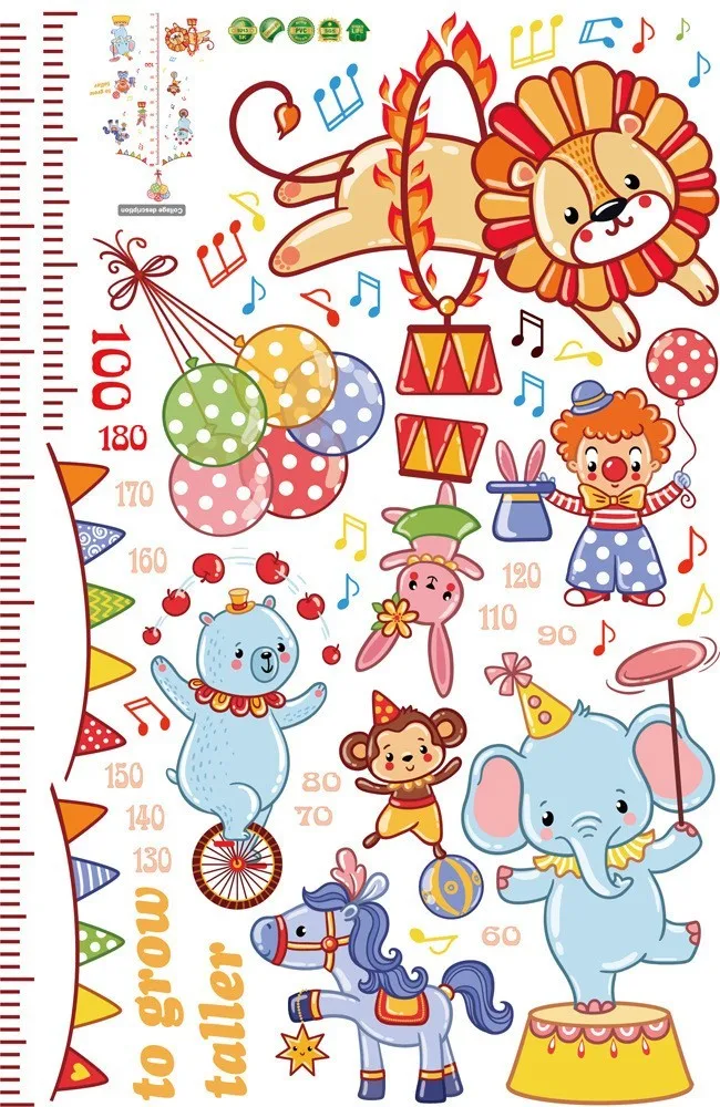 Cartoon wall stickers boy girl decal height measuring ruler nursery decoration children room removable | Дом и сад