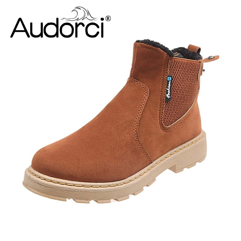 Audorci/2018 Зимние Модные женские ботильоны теплые ботинки Martin женская Повседневная