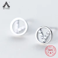 korea hot style pure 925 sterling silver delicate fashion diamond v shaped stud earring jewelry for women