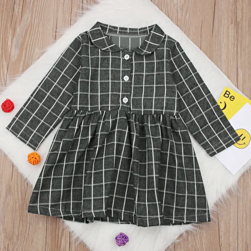 Pudcoco новый бренд для маленьких девочек плед Повседневное платье пачка с длинными