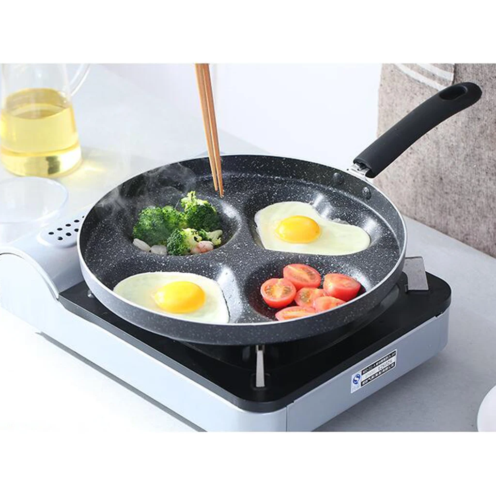 4 Holes Non-Stick Frying Pan Egg Cookware Kitchen Heart Shape Frypan 28cm | Дом и сад