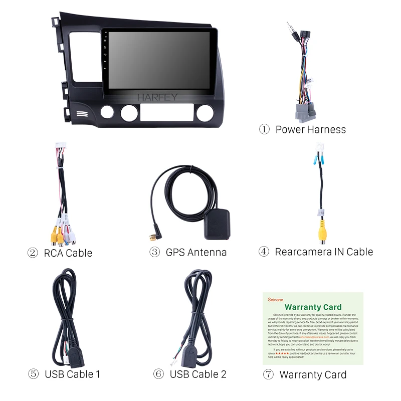 Harfey Android 8.1 2Din 10.1&quot HD Car Radio For 2006 2007 2008-2011 Honda Civic GPS Mutimedia Player Head Unit Bluetooth Audio |