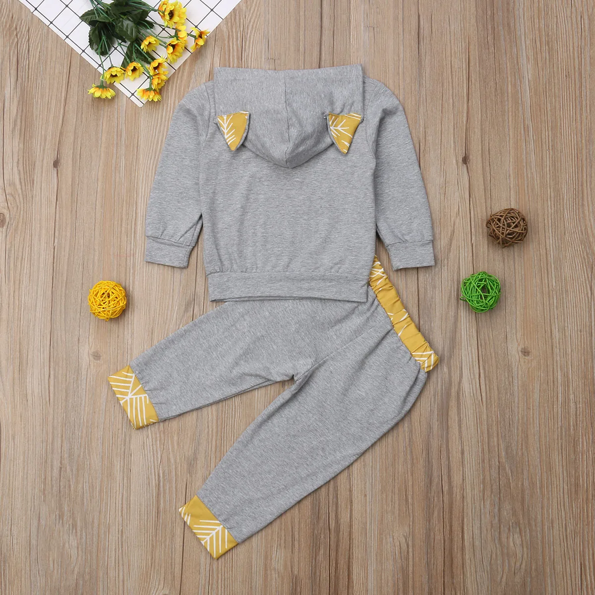 Autumn Winter Baby Clothes Set 2pcs Newborn Infant Boy Girl Long Sleeve Hooded Fox T Shirt Tops Pants Kids | Детская одежда и