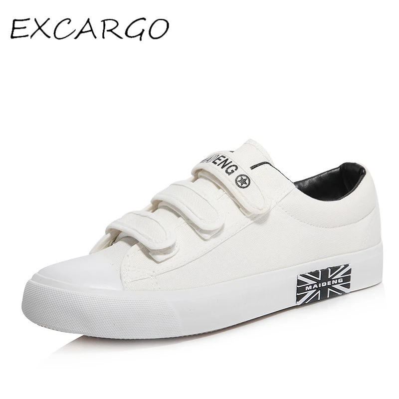 

EXCARGO 35-45 Canvas Shoes For Men Casual Sneakers Hook Loop 2019 Summer Men Canvas Vulcanzie Shoes Shallow White Sneakers Shoe