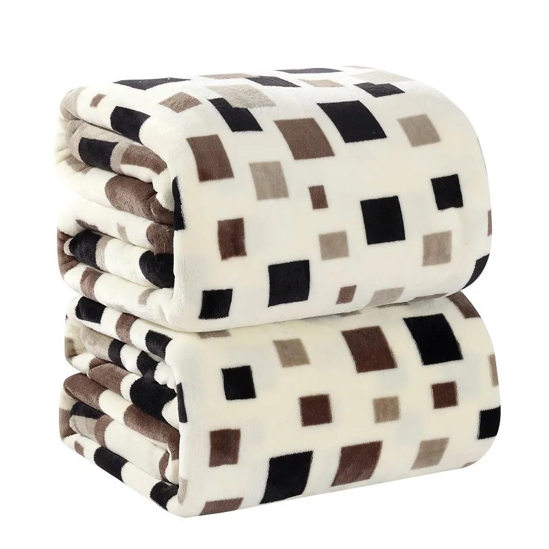 

4sizes Home textile Square plaid Japan Style Printed 200cmX230cm Geometric Chocolate Hand Wash a warm flannel blanket on the bed