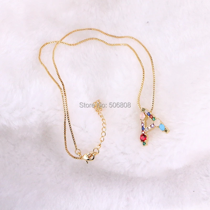 5 Strands Metal Gold Electroplated CZ Alphabet Initial Pendant Necklace Choose Letter | Украшения и аксессуары