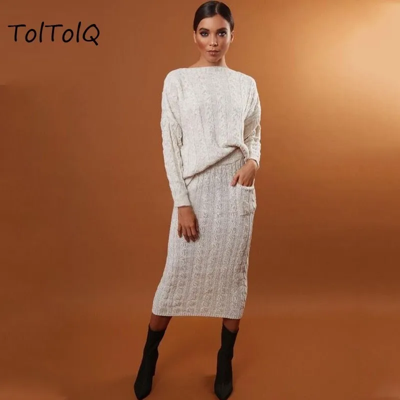 Свитер комплект Bodycon трикотажные Для женщин короткий свитер костюм из двух