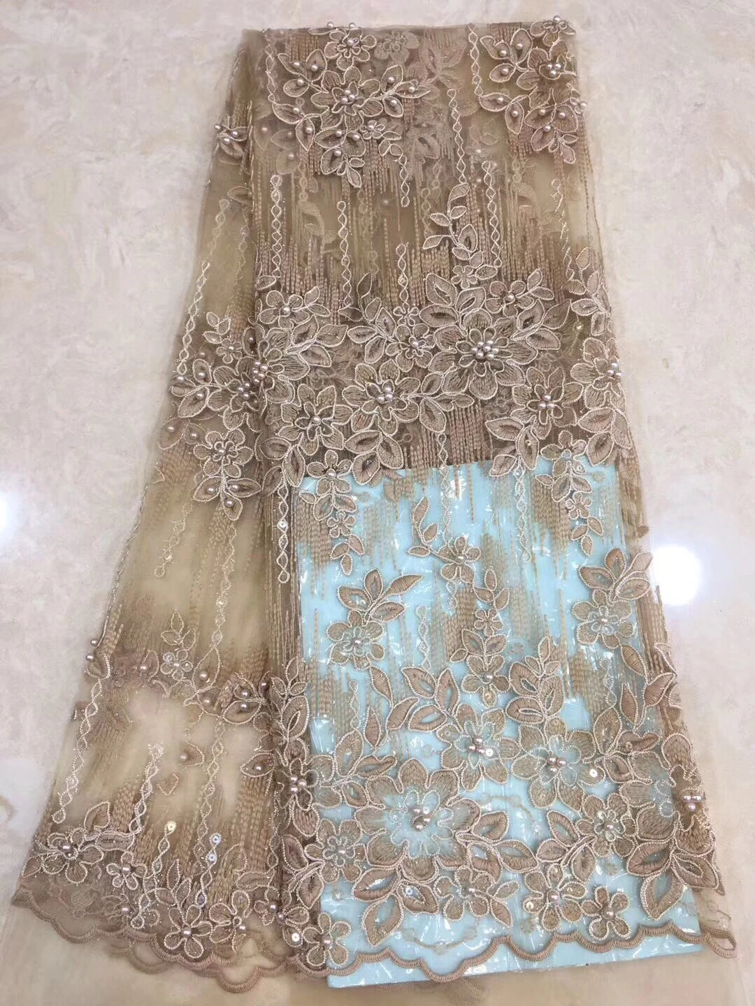 

2021 Fashionable Design High Quality Pink African Beaded French Embroidered Lace Fabrics For Nigerian Wedding Dress FJ2809