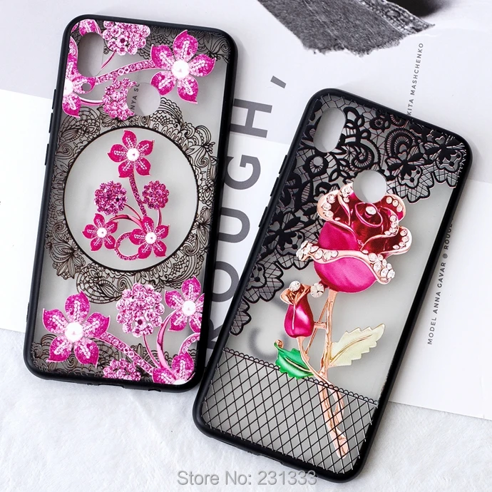 C ku 3D Алмазный блестящий цветок TPU PC жесткий чехол для Huawei P20 Nova 3 3I Enjoy 7 PLUS 7S