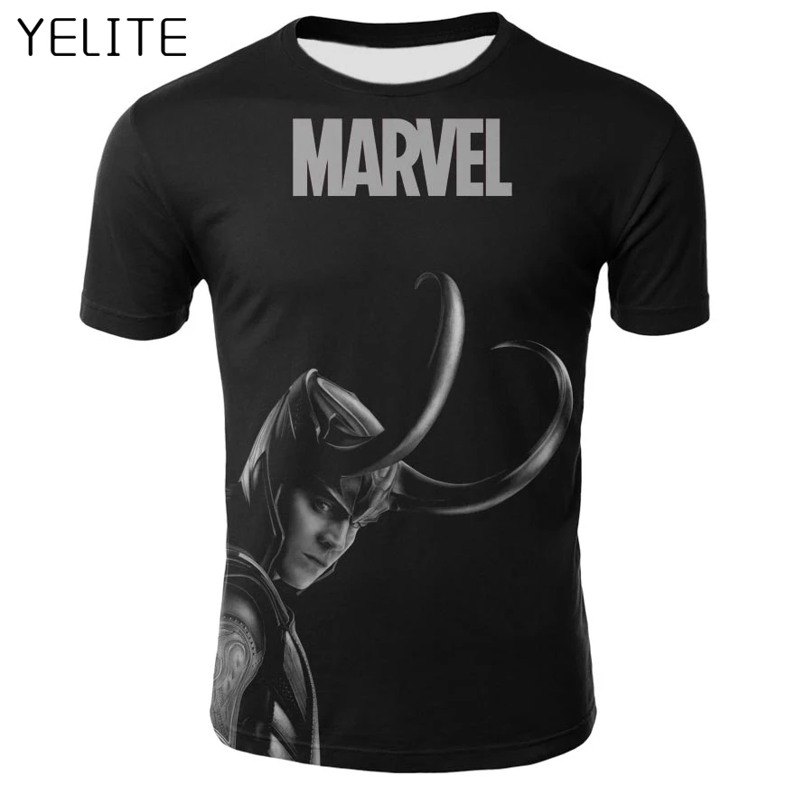 YELITE Marvel Мстители футболка Тор темный мир Локи 3D футболки с принтом модные рубашка