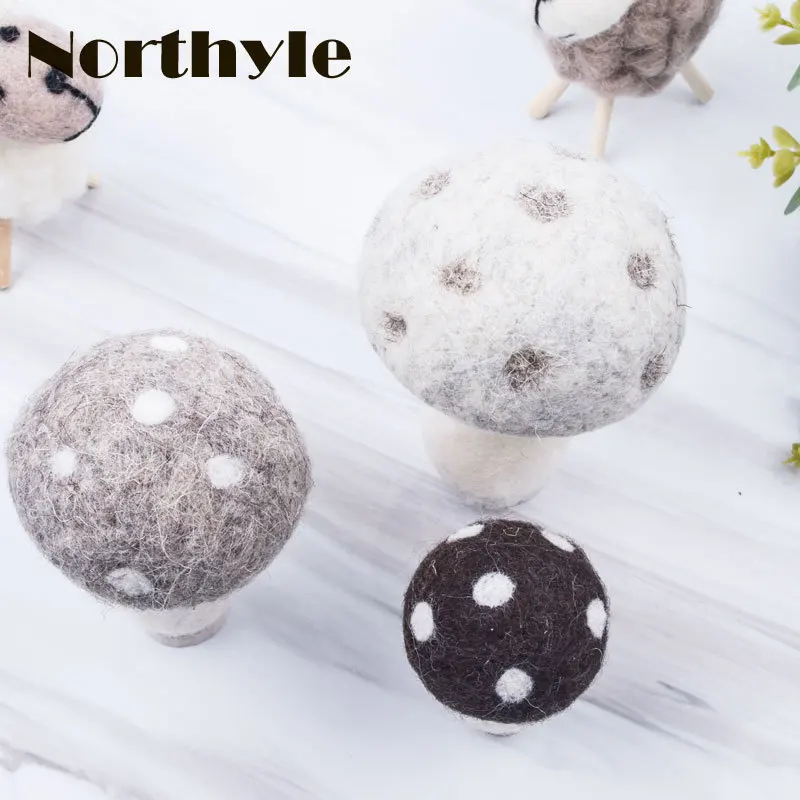 mini three wool mushroom miniature home decoration accessories fairy garden miniatures christmas figurine gift|gift gifts|gift christmasgift |